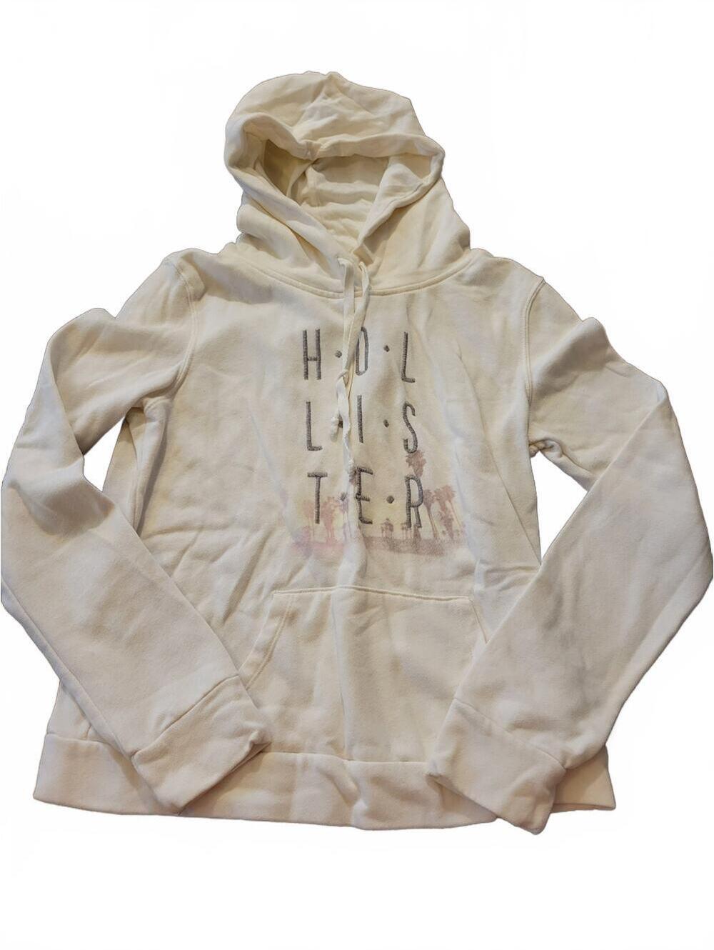 Hollister White Drawstring Pullover Hoodie Womens Size M